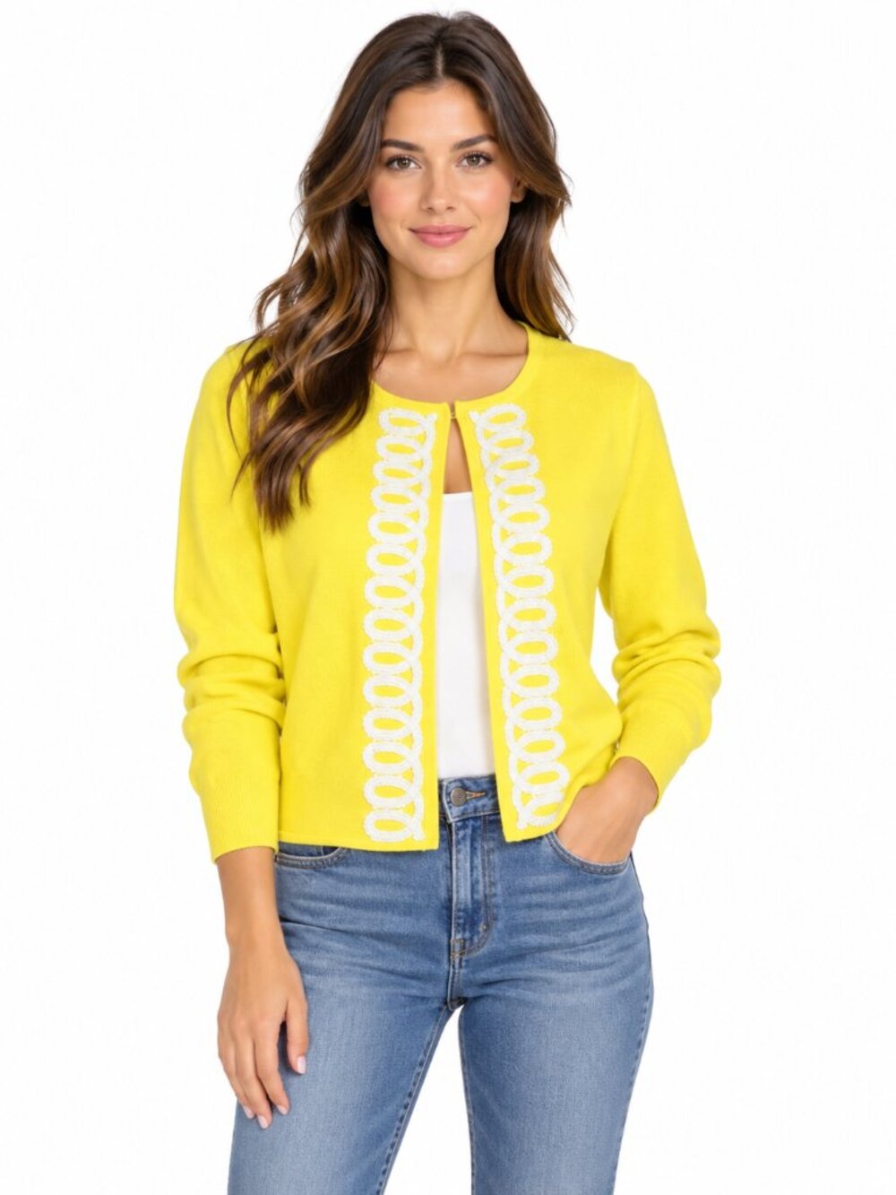 Lilly Pulitzer Yellow Embellished Cardigan Top